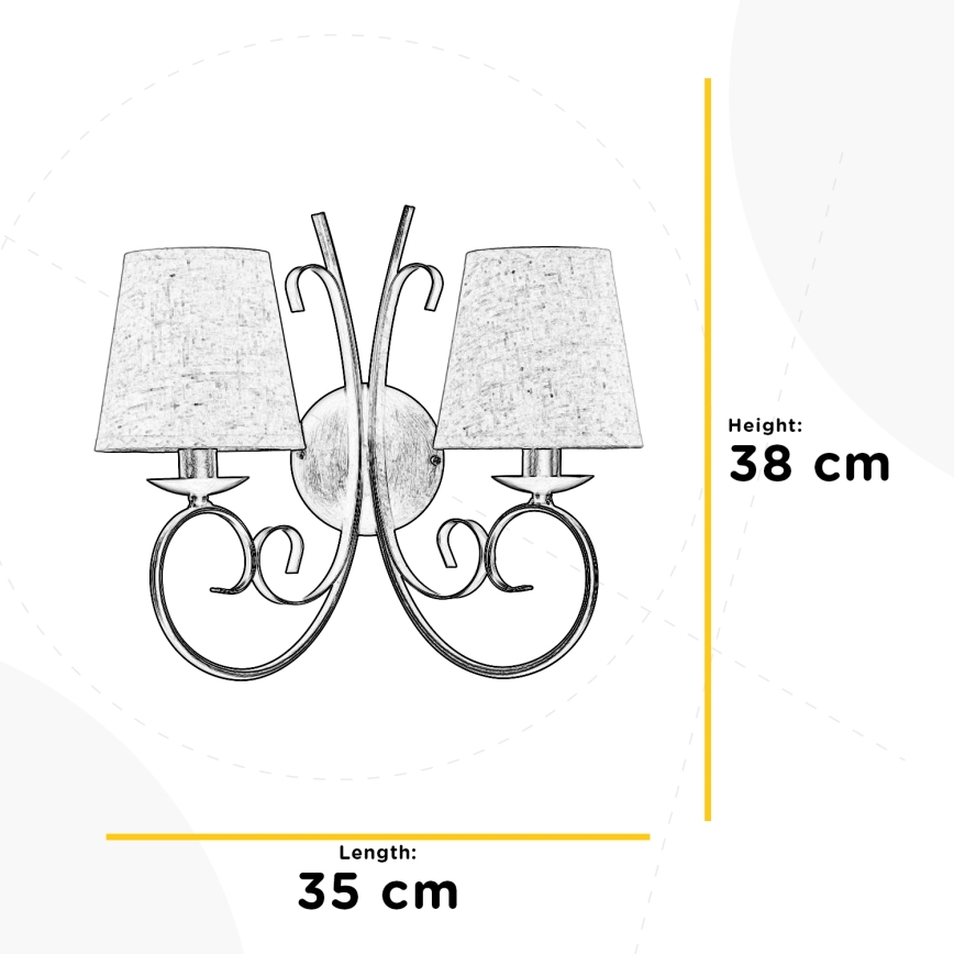 ONLI - Fali lámpa POMPEI 2xE14/6W/230V bronz