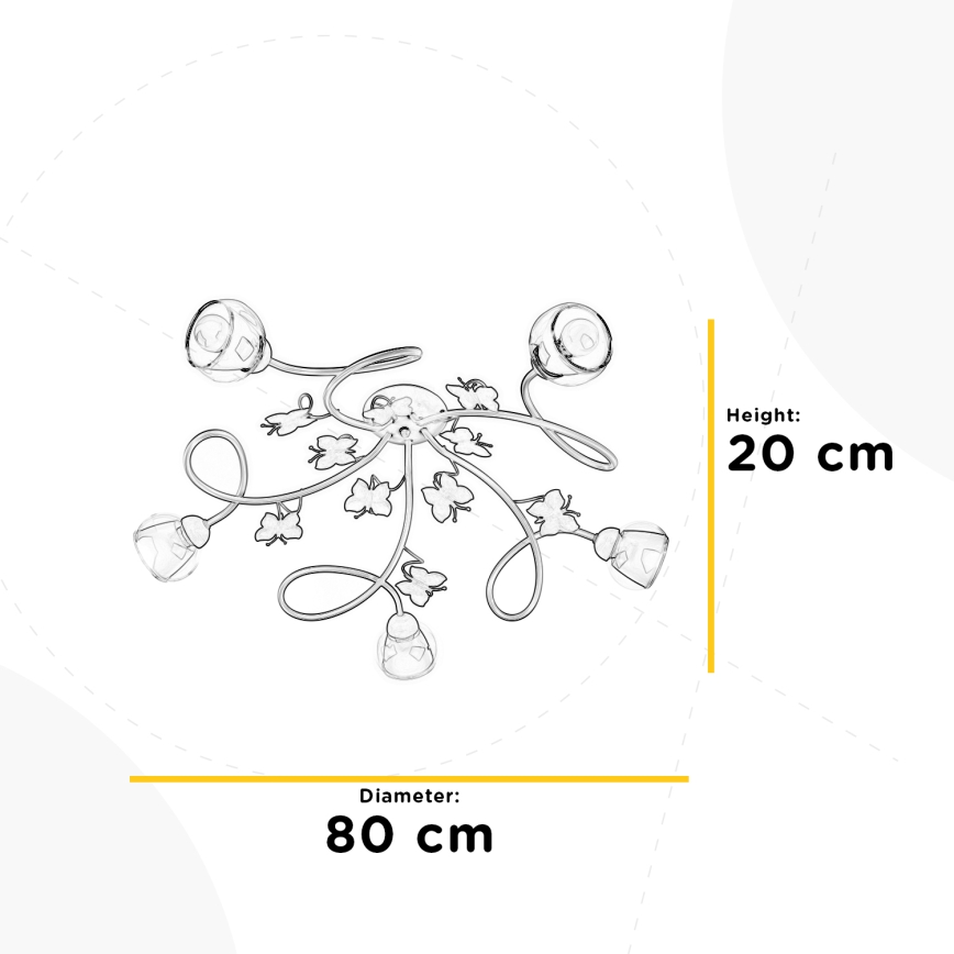 ONLI - Gyerek csillár BUTTERFLY 5xE14/6W/230V