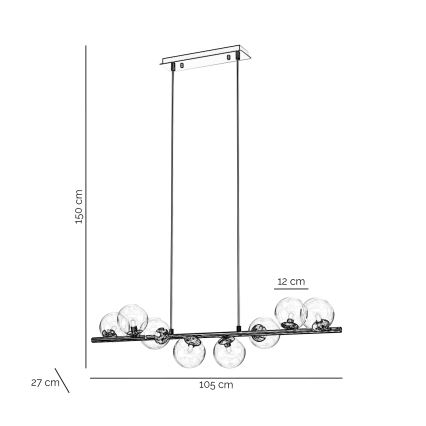 ONLI - Kábelcsillár KIMBERLY 8xG9/6W/230V fényes króm