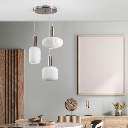 ONLI - Kábeles csillár DOROTY 3xE27/15W/230V fehér/fényes króm