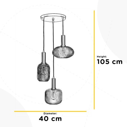 ONLI - Kábeles csillár DOROTY 3xE27/15W/230V fehér/fényes króm