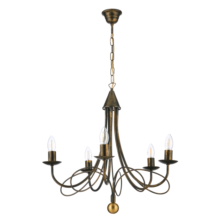 ONLI - Láncos csillár MILVIA 5xE14/6W/230V bronz
