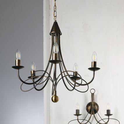 ONLI - Láncos csillár MILVIA 5xE14/6W/230V bronz