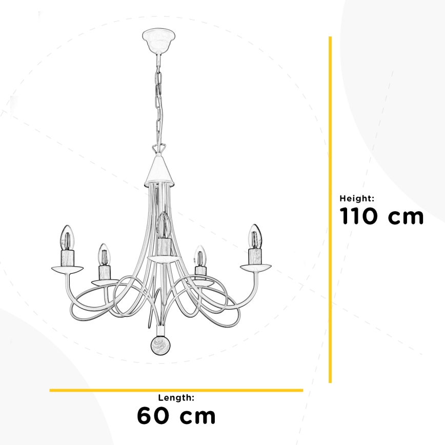 ONLI - Láncos csillár MILVIA 5xE14/6W/230V bronz