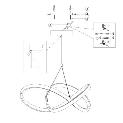 ONLI - LED Csillár zsinóron LOOP LED/40W/230V 4000K fényezett króm