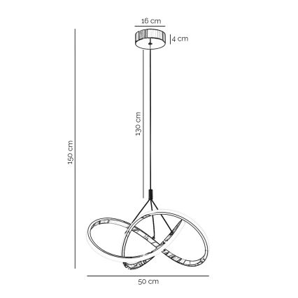 ONLI - LED Csillár zsinóron LOOP LED/40W/230V 4000K fényezett króm