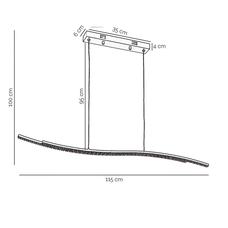 ONLI - LED Csillár zsinóron ONDA LED/30W/230V 4000K fekete
