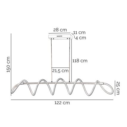 ONLI - LED Csillár zsinóron SPIRALE LED/72W/230V 3000K fehér