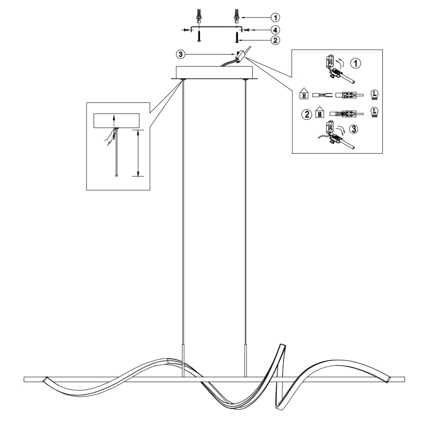 ONLI - LED Csillár zsinóron TWIST LED/30W/230V 4000K fekete