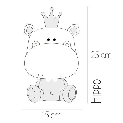 ONLI - fényerőszabályozható LED gyerek éjjeli lámpa PUPPIES LED/3W/230V 25 cm víziló/szürke