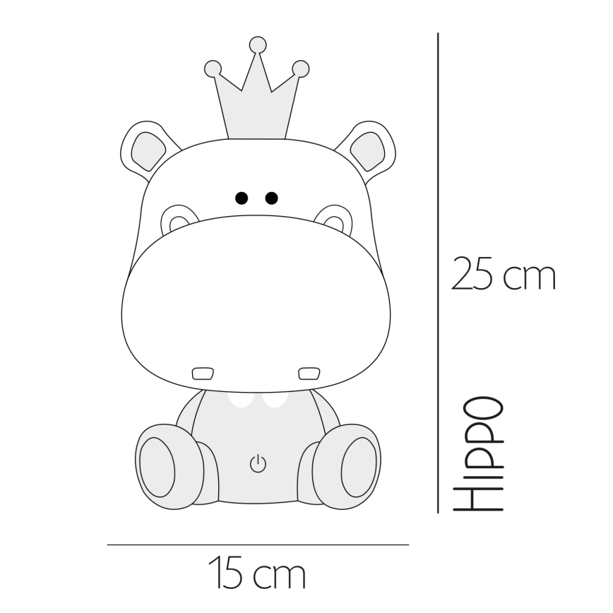 ONLI - fényerőszabályozható LED gyerek éjjeli lámpa PUPPIES LED/3W/230V 25 cm víziló/szürke