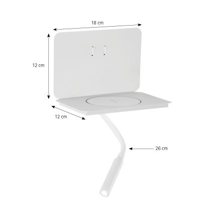 ONLI - LED flexibilis lámpa polccal WIK LED/6,5W/230V + LED/3W fehér
