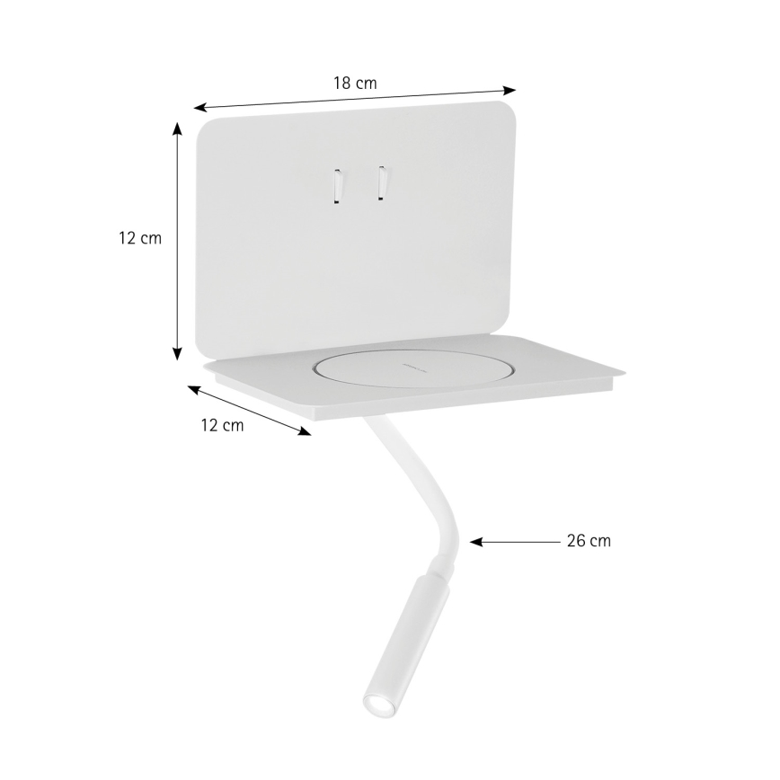 ONLI - LED flexibilis lámpa polccal WIK LED/6,5W/230V + LED/3W fehér