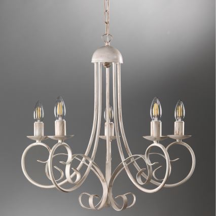 ONLI - POMPEI láncon függő csillár 5xE14/6W/230V krémszínű