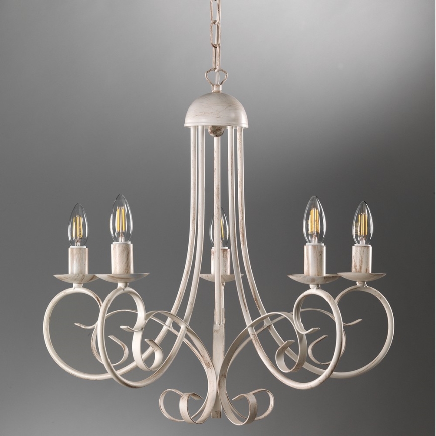 ONLI - POMPEI láncon függő csillár 5xE14/6W/230V krémszínű