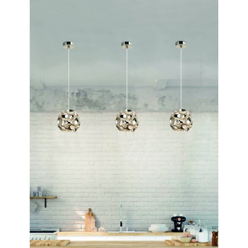 Open Design OR80179 - CARERA kábeles függeszték 1xG9/7W/230V átmérő 15 cm, fényes króm