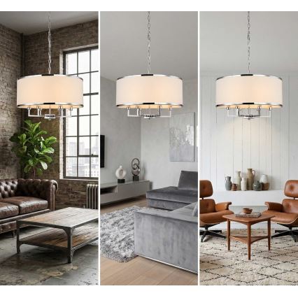 Open Design OR80209 - Láncos csillár CASA 3xE14/12W/230V krémszínű/fényes króm