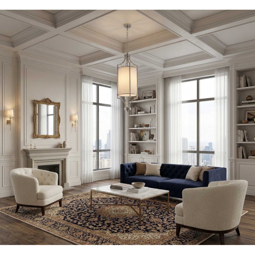 Open Design OR80551 - LUNGA láncos csillár 1xE27/15W/230V fényes króm/fehér