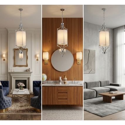 Open Design OR80551 - LUNGA láncos csillár 1xE27/15W/230V fényes króm/fehér