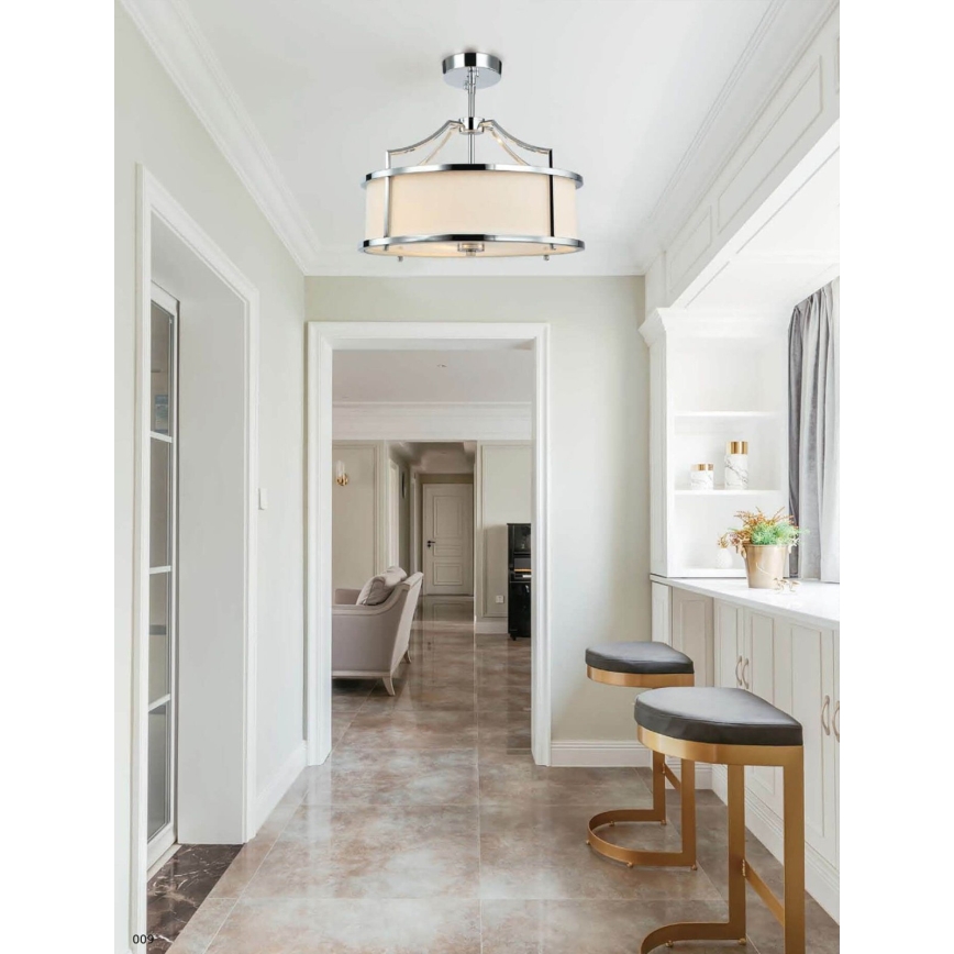 Open Design OR80865 - STANZA rúddal szerelt csillár 3xE27/15W/230V, átmérő 42 cm, fényes króm/fehér