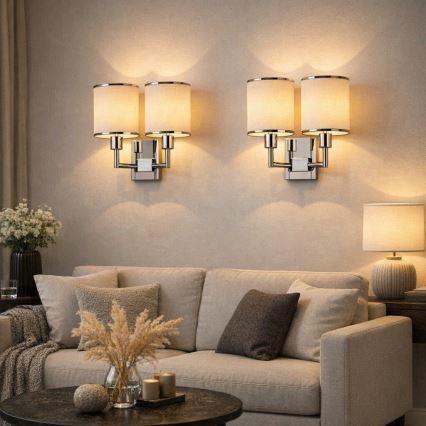 Open Design OR81497 - CASA fali lámpa 2xE14/12W/230V fényes króm/krémszínű