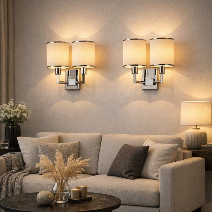 Open Design OR81497 - CASA fali lámpa 2xE14/12W/230V fényes króm/krémszínű