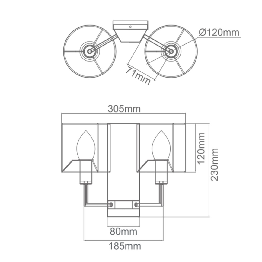 Open Design OR81503 - Fali lámpa CASA 2xE14/12W/230V sárgaréz/krémszínű