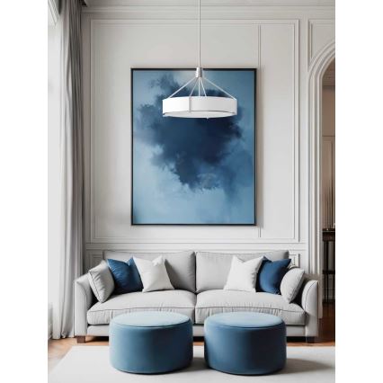 Open Design OR85624 - Rúdfüggeszték DORETTO 4xE27/15W/230V, átmérő 50 cm, matt króm/fehér