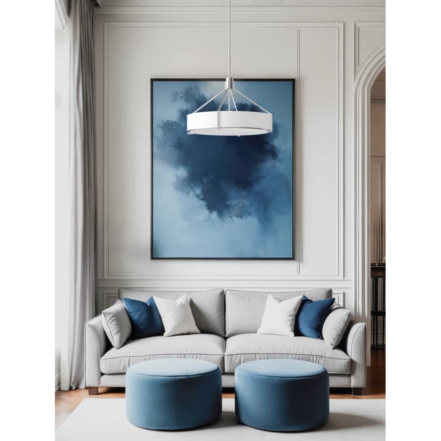 Open Design OR85655 - Rúdon függesztett csillár DORETTO 6xE27/15W/230V átm. 70 cm matt króm/fehér