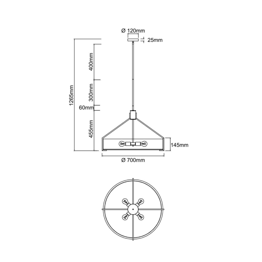 Open Design OR85679 - Rúdos csillár DORETTO 6xE27/15W/230V átmérő 70 cm barna/bézs
