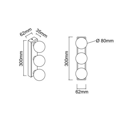 Open Design OR85709 - MERINO fürdőszobai fali lámpa 3xG9/8W/230V 30 cm IP44 fényes króm