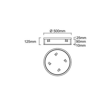 Open Design OR85808 - SANDRO mennyezeti lámpatest 4×E14/12W/230V, átmérő 50 cm, fényes króm
