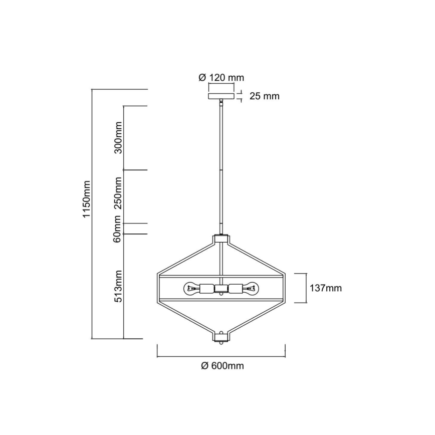 Open Design OR85822 - ZUNDO rúdon függő csillár 4xE27/15W/230V matt króm/fehér