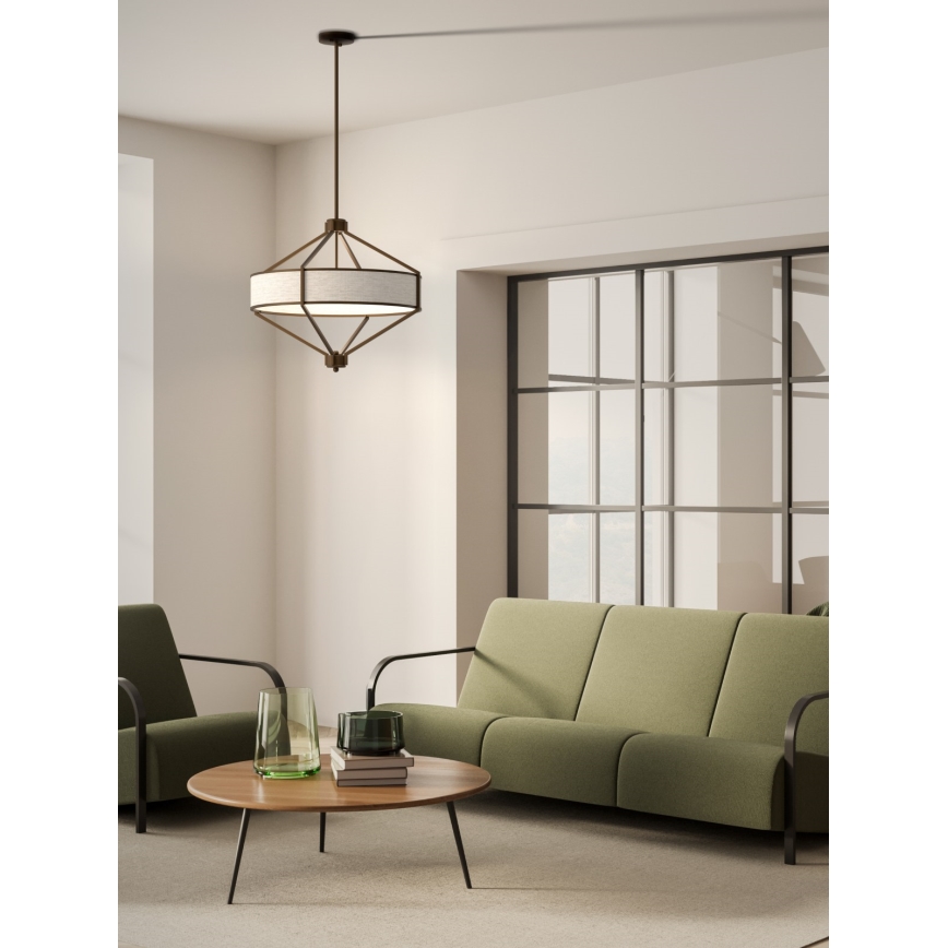 Open Design OR85846 - ZUNDO rúdon szerelt csillár 4xE27/15W/230V barna/bézs
