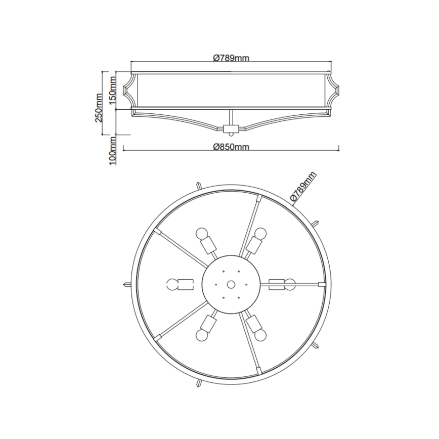 Open Design OR86614 - Mennyezeti lámpatest STESSO 6xE27/12W/230V Ø 85 cm barna