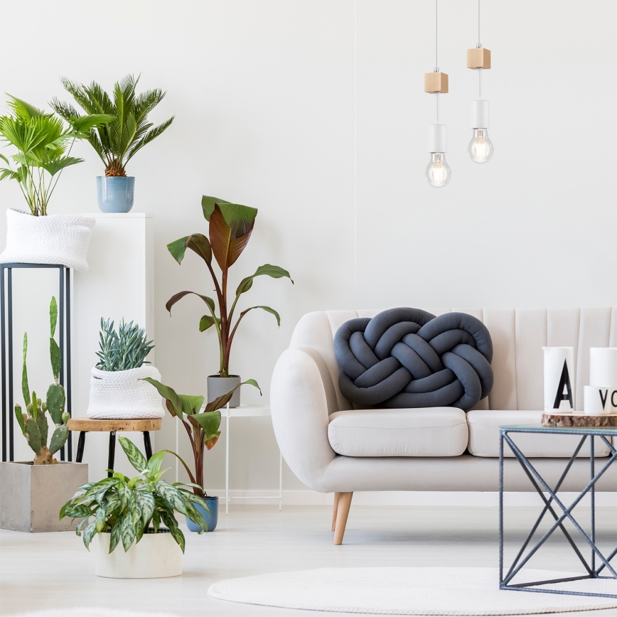 Lámpa zsinóron ORAZIO 1xE27/60W/230V bükk