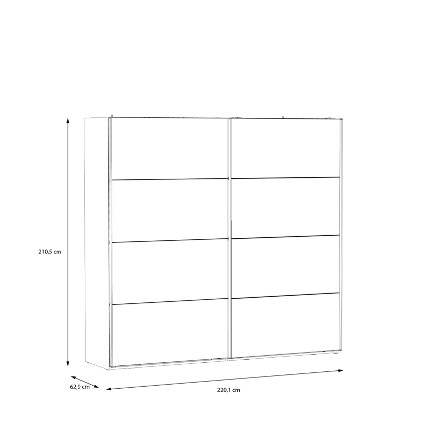 OREN gardróbszekrény tükörrel 220x210 cm artisan tölgy