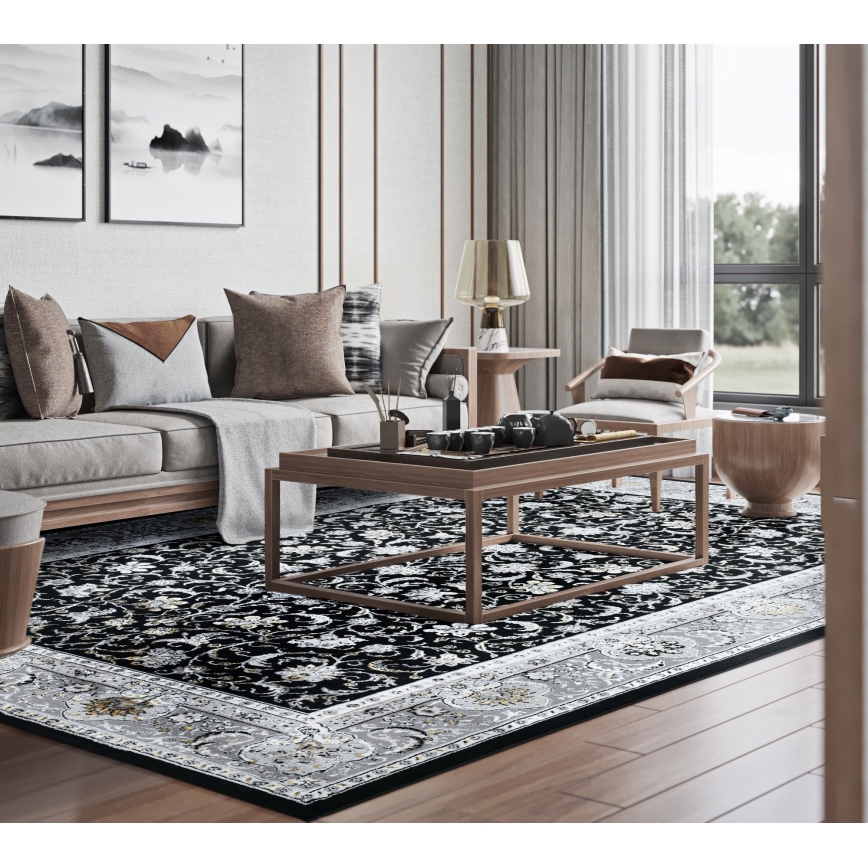 Orientális szőnyeg GRECE 120x170 cm 2150 g/m2 fekete/szürke/fehér