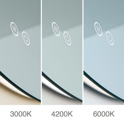 LED Fürdőszobai fűtött falra szerelhető tükör háttérvilágítással FOCUS LED/18W/230V 3000/4200/6000K átm. 45 cm IP44