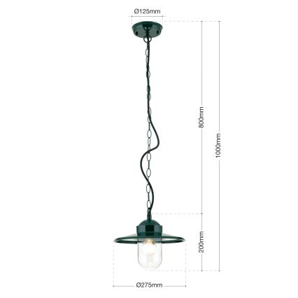 Kültéri függeszték EDWARD 1xE27/60W/230V IP44 zöld