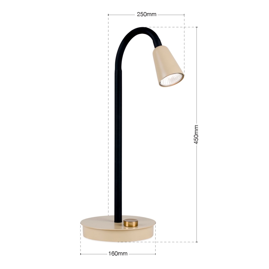 Fényerőszabályozható, flexibilis asztali lámpa DOTTY 1xGU10/10W/230V, bézs/fekete