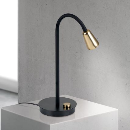 Dimmelhető, hajlítható asztali lámpa DOTTY 1xGU10/10W/230V fekete/sárgaréz