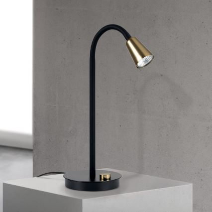 Dimmelhető, hajlítható asztali lámpa DOTTY 1xGU10/10W/230V fekete/sárgaréz