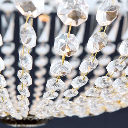 Kristály csillár rúdon ARILA 6xE27/60W/230V átm. 60 cm barna/patinás