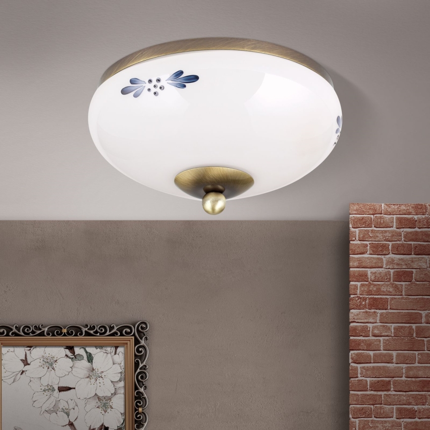 Mennyezeti lámpa LANDHAUS 1xE27/60W/230V átm. 21 cm bronz/fehér