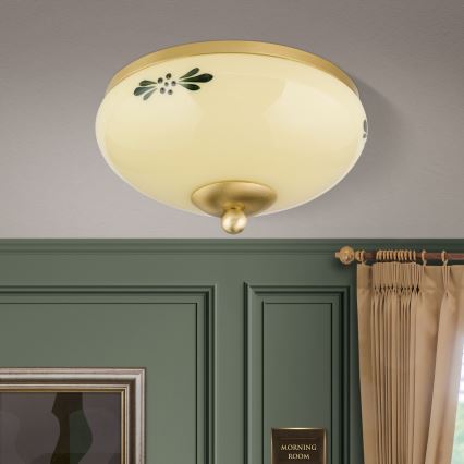 Mennyezeti lámpa LANDHAUS 1xE27/60W/230V átm. 21 cm réz/bézs