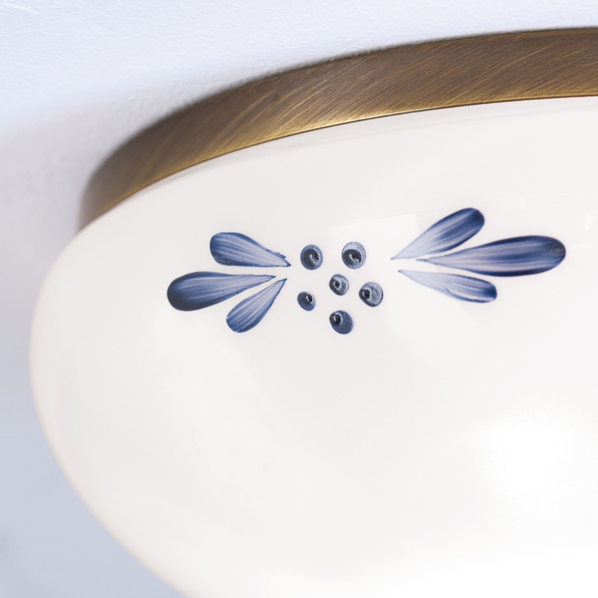 Mennyezeti lámpatest LANDHAUS 1xE27/60W/230V átm. 21 cm bronz/fehér/kék