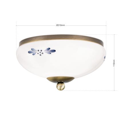 Mennyezeti lámpatest LANDHAUS 1xE27/60W/230V átm. 21 cm bronz/fehér/kék