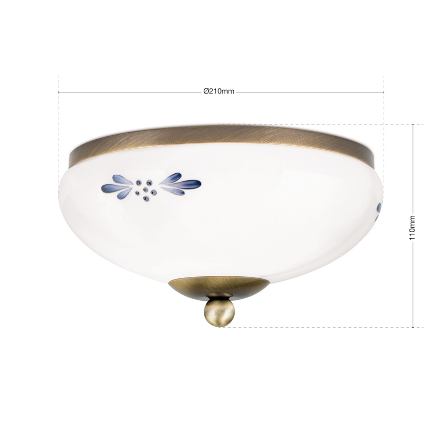 Mennyezeti lámpatest LANDHAUS 1xE27/60W/230V átm. 21 cm bronz/fehér/kék