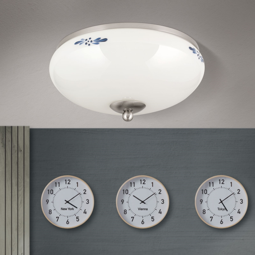 Mennyezeti lámpa LANDHAUS 2xE27/60W/230V átm. 28 cm matt króm/fehér